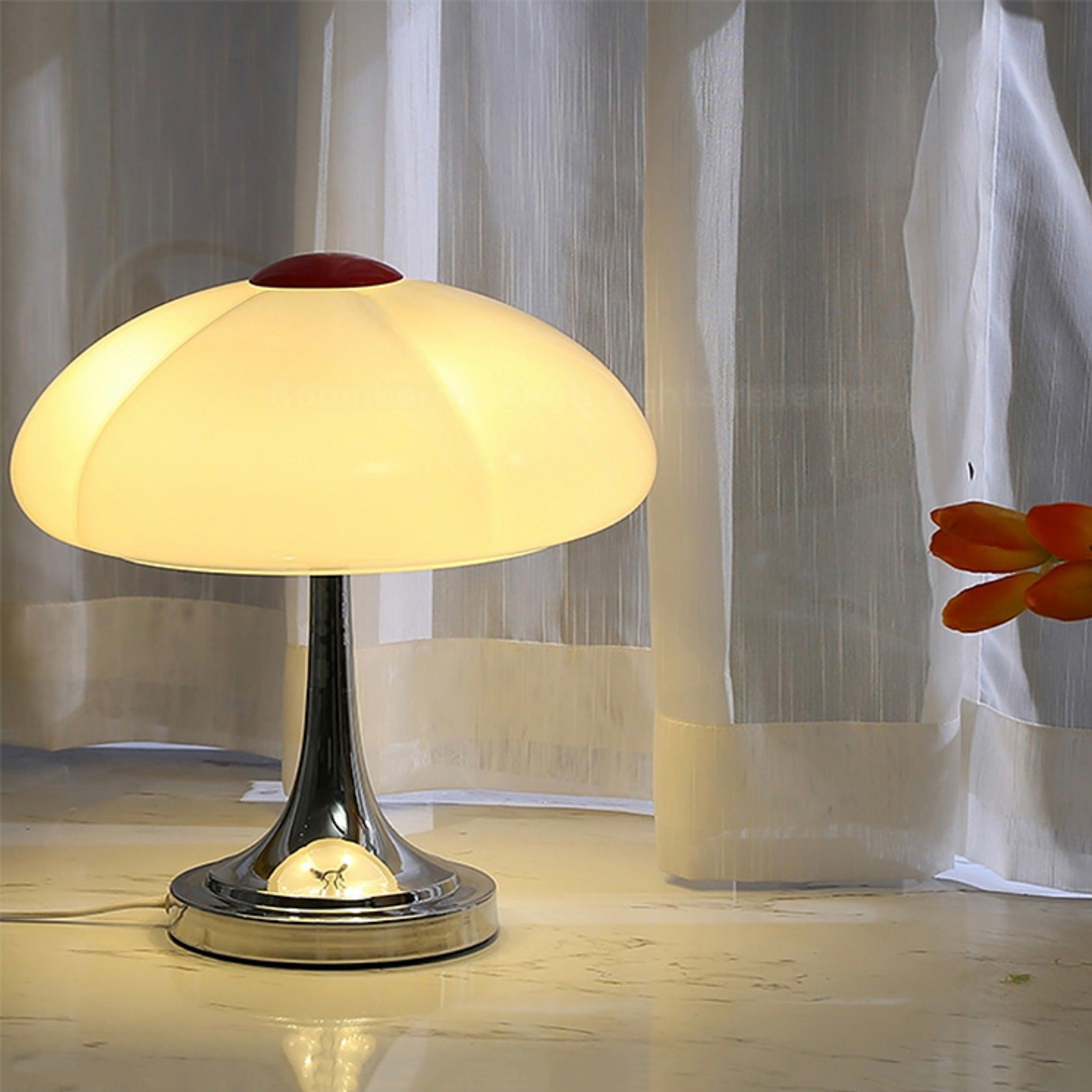 Modern Flower Petal Glass Table Lamp Contemporary Chrome Accent Light for Bedroom and Living Room