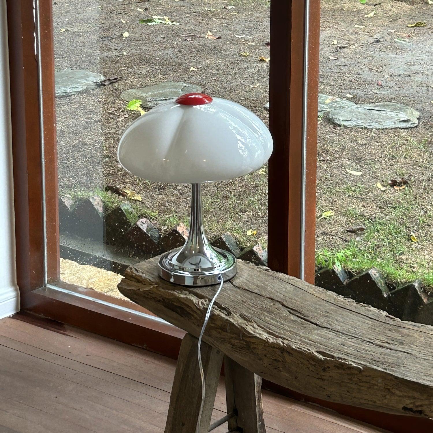 Modern Flower Petal Glass Table Lamp Contemporary Chrome Accent Light for Bedroom and Living Room