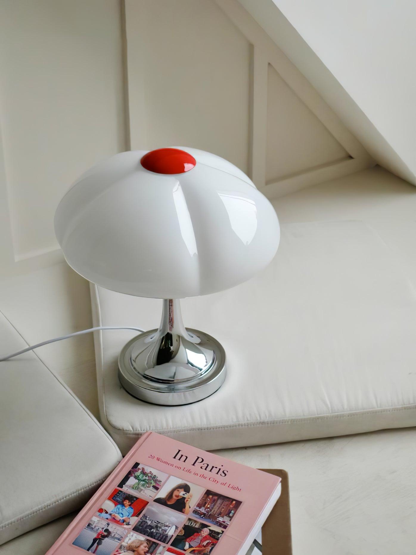 Modern Flower Petal Glass Table Lamp Contemporary Chrome Accent Light for Bedroom and Living Room