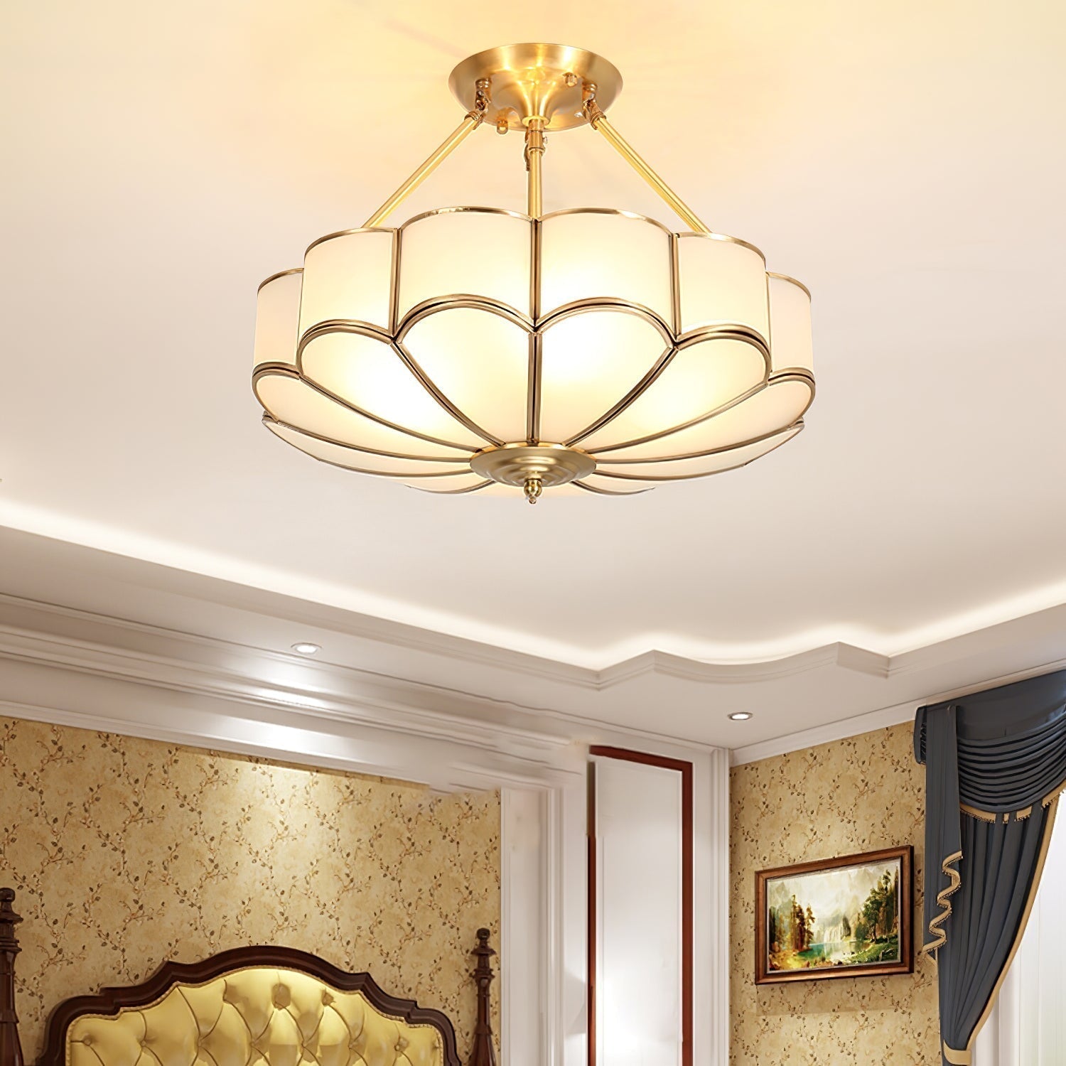 Modern Flower Shape Frosted Glass Flush Mount Light for Bedrooms and Hallways