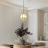 antique-style-flower-shaped-brass-pendant-light-with-gold-corrugated-glass-shade