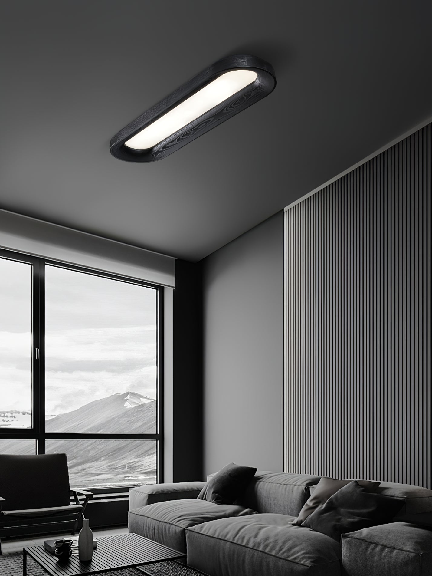 Modern Minimalist Organic Flowing Cloud LED Ceiling Light with Wood Frame and Acrylic Diffuser