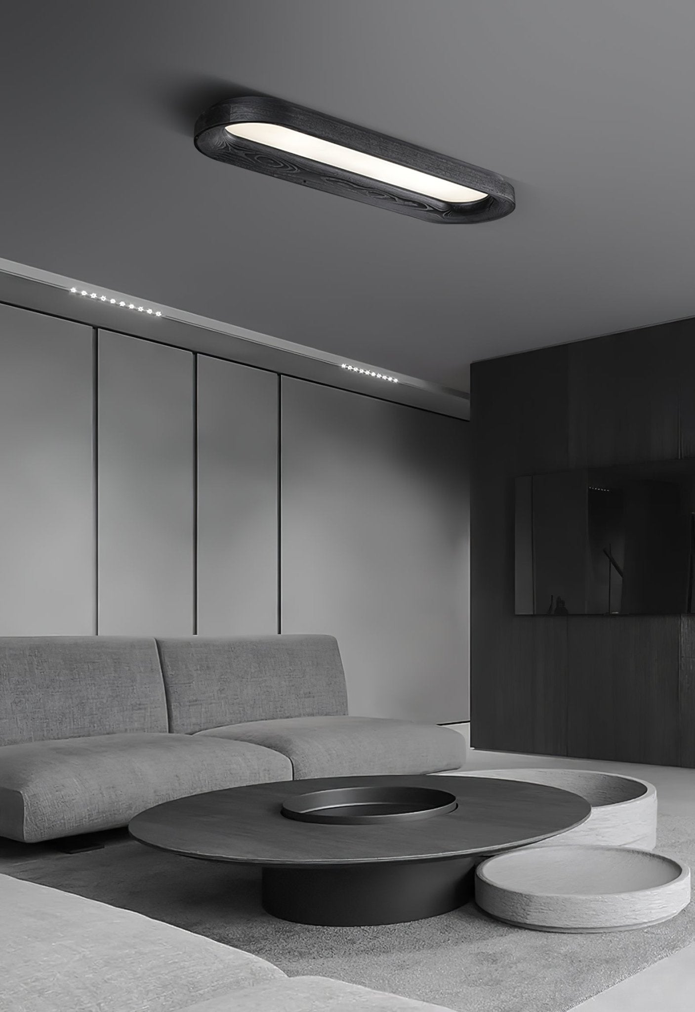 Modern Minimalist Organic Flowing Cloud LED Ceiling Light with Wood Frame and Acrylic Diffuser