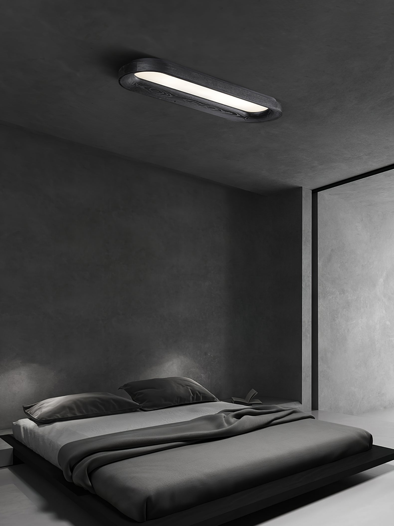 Modern Minimalist Organic Flowing Cloud LED Ceiling Light with Wood Frame and Acrylic Diffuser