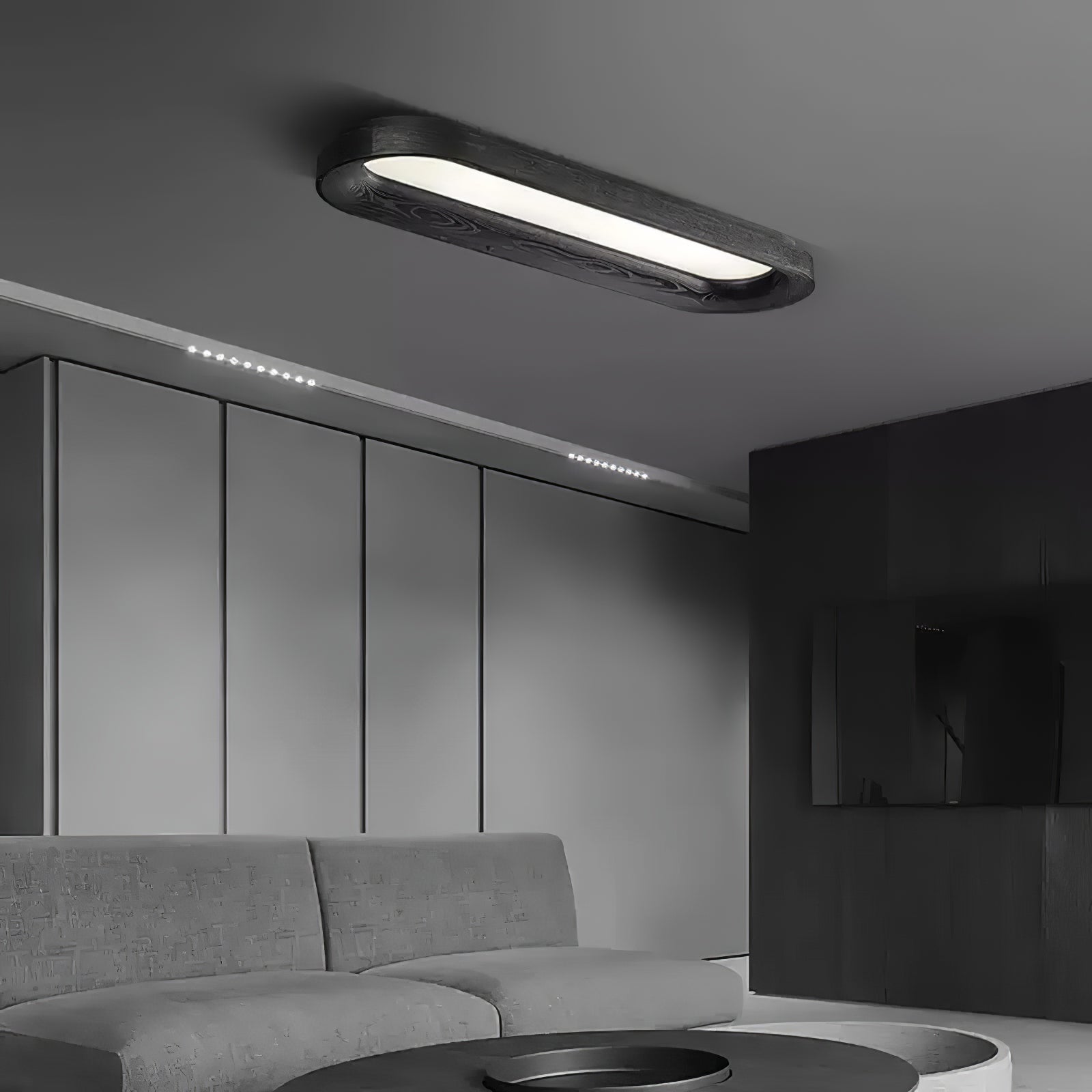 Modern Minimalist Organic Flowing Cloud LED Ceiling Light with Wood Frame and Acrylic Diffuser