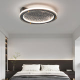 Modern Round Black Glass LED Flush Mount Ceiling Light with 3 Color Dimming