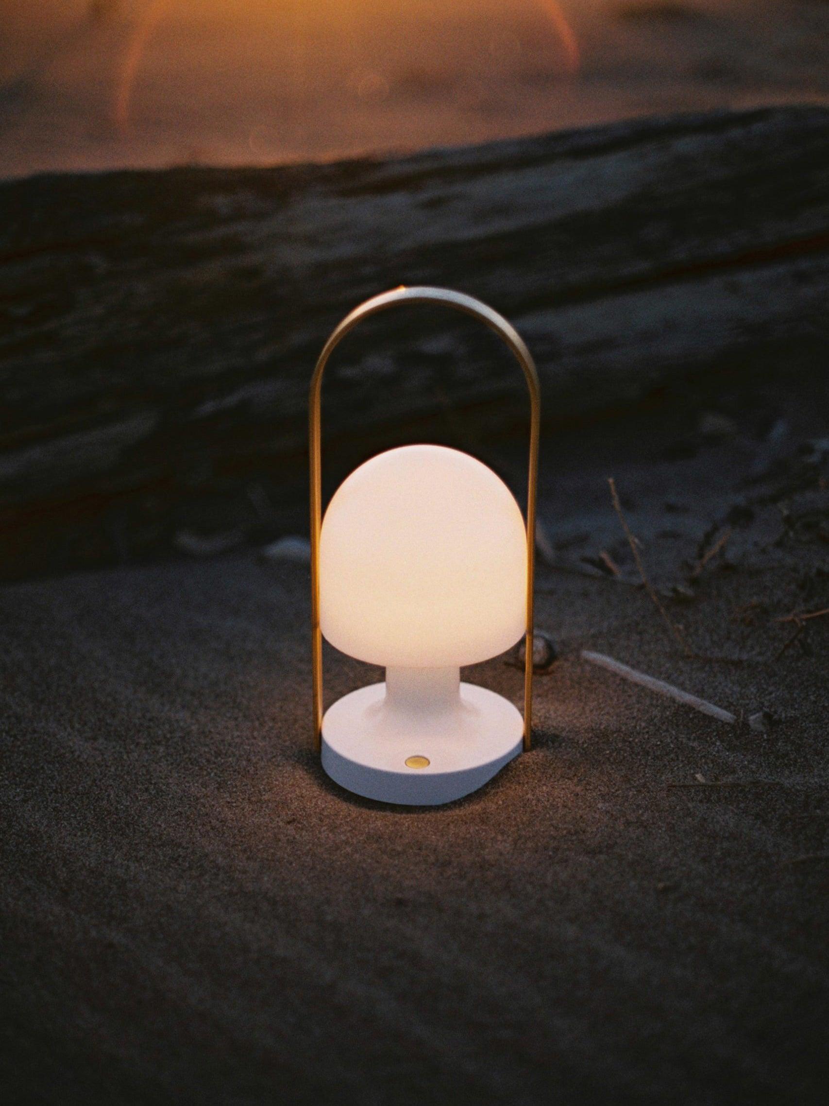 Portable Rechargeable Glass Bedside Table Lamp with Adjustable Tilting Shade and Wood Finish