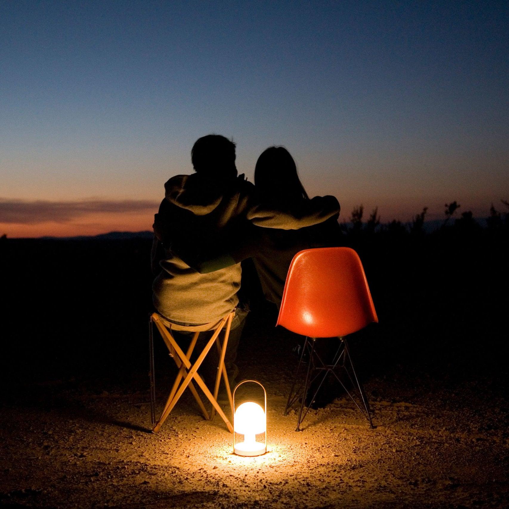 Portable Rechargeable Glass Bedside Table Lamp with Adjustable Tilting Shade and Wood Finish
