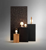 Portable Rechargeable Glass Bedside Table Lamp with Adjustable Tilting Shade and Wood Finish