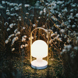 Portable Rechargeable Glass Bedside Table Lamp with Adjustable Tilting Shade and Wood Finish