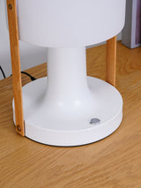 Portable Rechargeable Glass Bedside Table Lamp with Adjustable Tilting Shade and Wood Finish