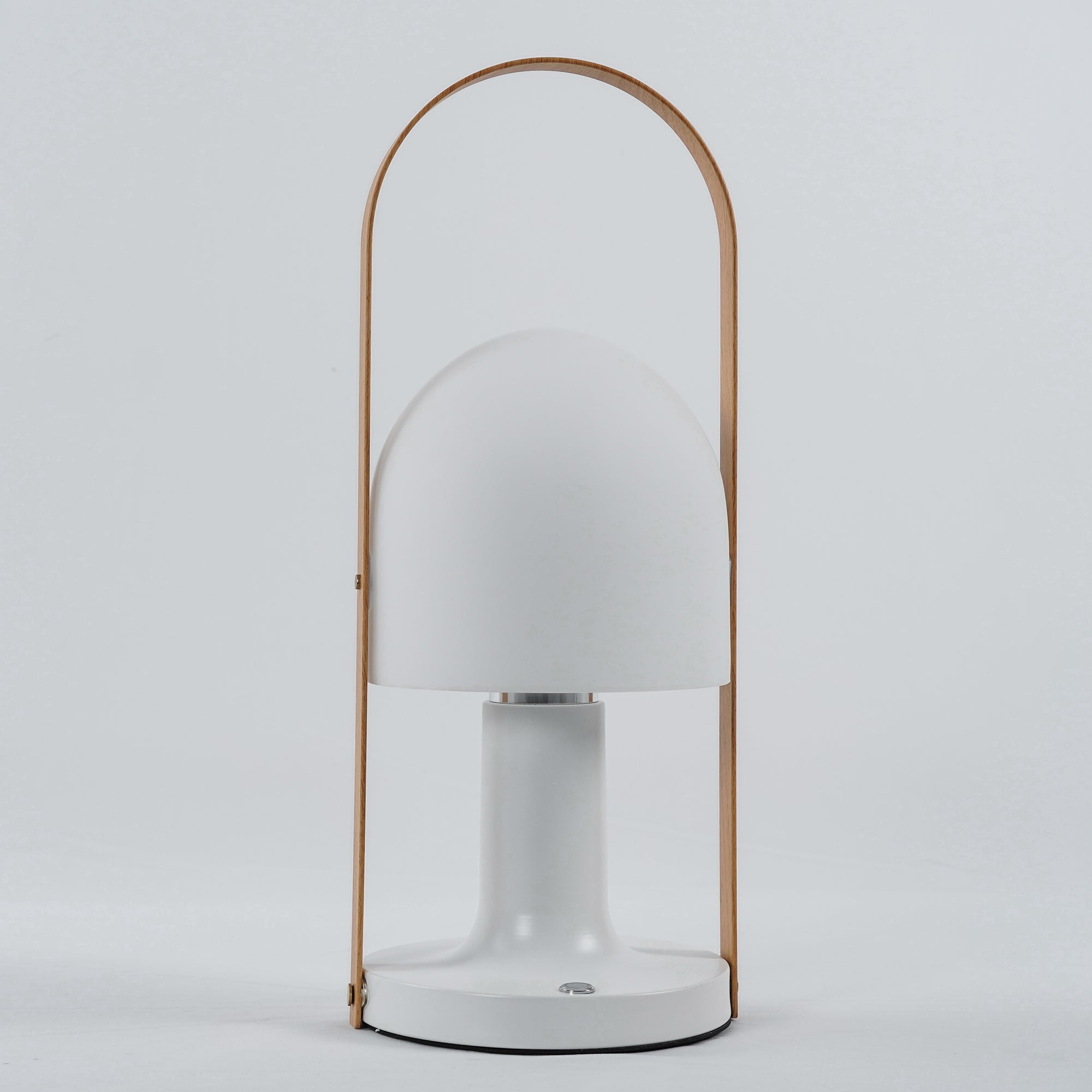 Portable Rechargeable Glass Bedside Table Lamp with Adjustable Tilting Shade and Wood Finish