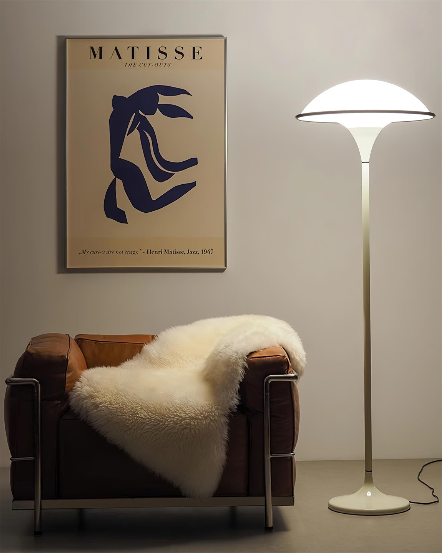 Fontana Modern Standing Lamp with Saucer Shade and Metal Pole for Ambient Lighting