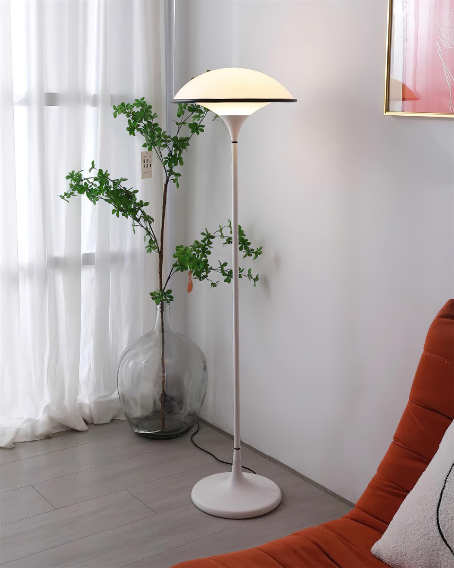Fontana Modern Standing Lamp with Saucer Shade and Metal Pole for Ambient Lighting