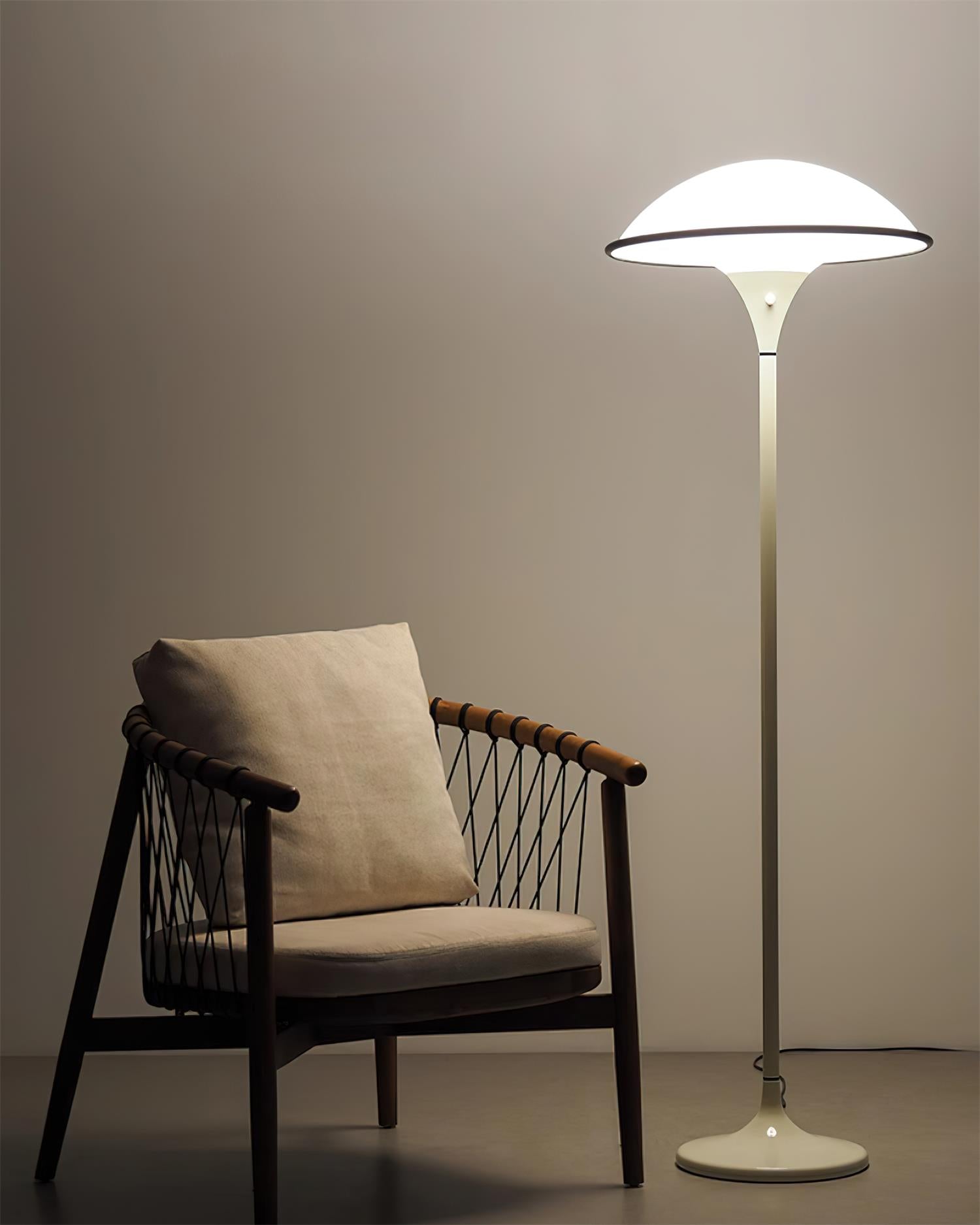 Fontana Modern Standing Lamp with Saucer Shade and Metal Pole for Ambient Lighting