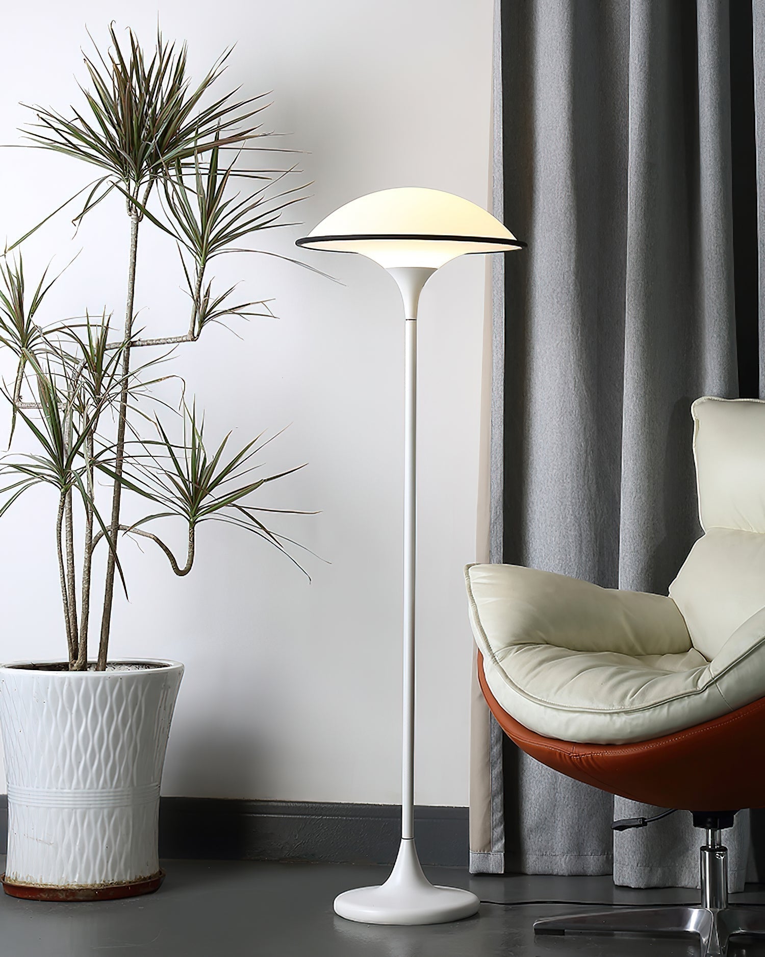 Fontana Modern Standing Lamp with Saucer Shade and Metal Pole for Ambient Lighting