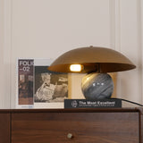 Formosa Modern Marble Sphere Table Lamp with Bronze Metal Tilt Shade for Bedroom and Living Room