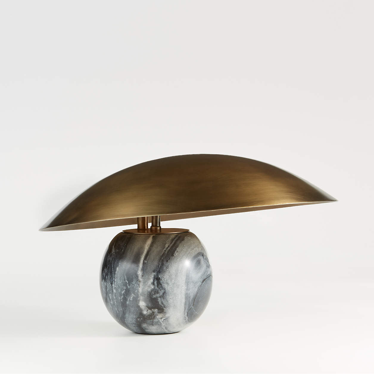 Formosa Modern Marble Sphere Table Lamp with Bronze Metal Tilt Shade for Bedroom and Living Room