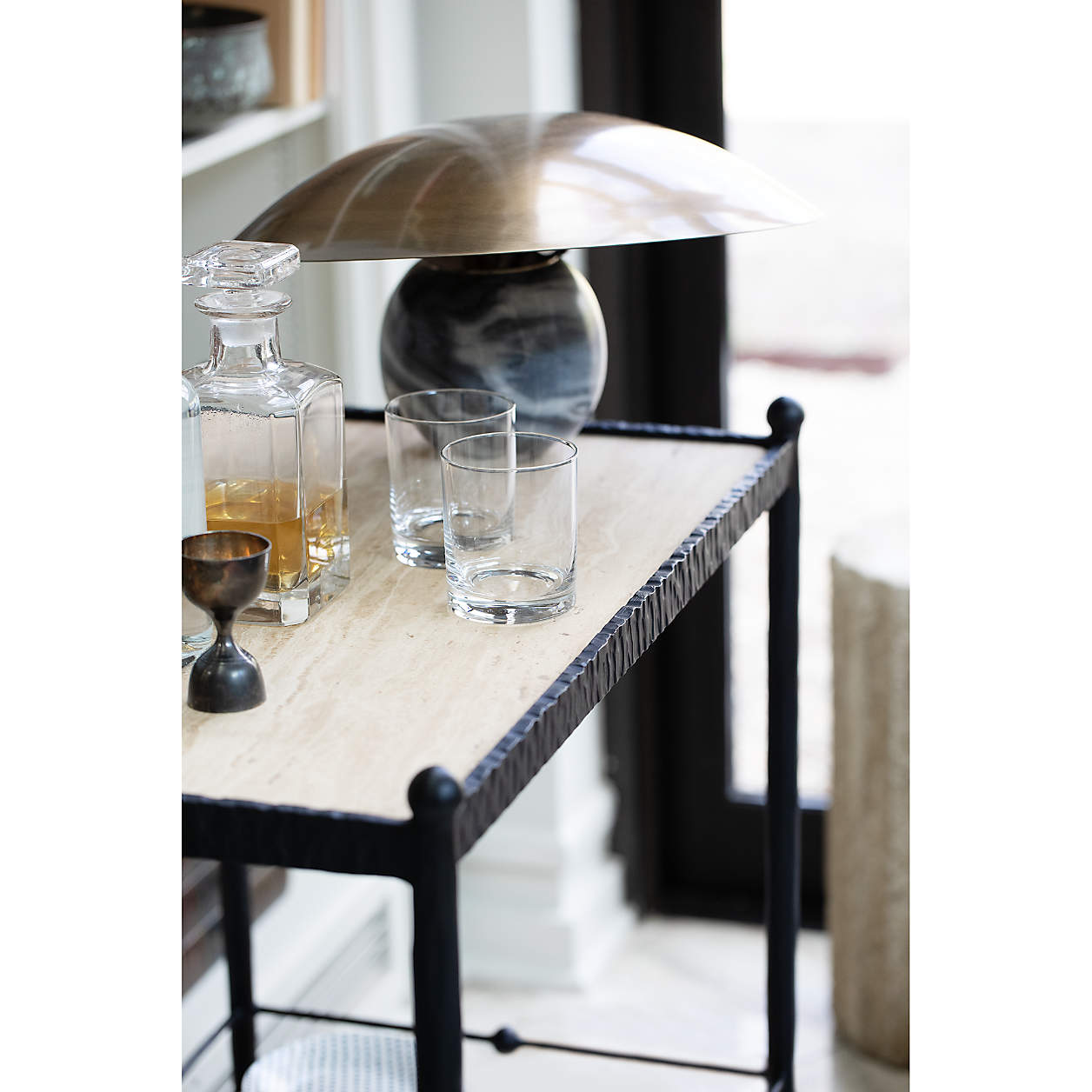Formosa Modern Marble Sphere Table Lamp with Bronze Metal Tilt Shade for Bedroom and Living Room