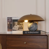 Formosa Modern Marble Sphere Table Lamp with Bronze Metal Tilt Shade for Bedroom and Living Room