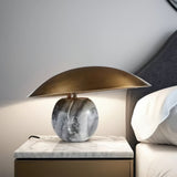 Formosa Modern Marble Sphere Table Lamp with Bronze Metal Tilt Shade for Bedroom and Living Room
