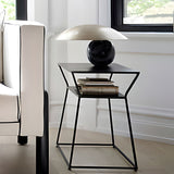 Formosa Modern Marble Sphere Table Lamp with Bronze Metal Tilt Shade for Bedroom and Living Room