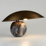 Formosa Modern Marble Sphere Table Lamp with Bronze Metal Tilt Shade for Bedroom and Living Room