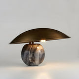 Formosa Modern Marble Sphere Table Lamp with Bronze Metal Tilt Shade for Bedroom and Living Room
