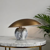 Formosa Modern Marble Sphere Table Lamp with Bronze Metal Tilt Shade for Bedroom and Living Room