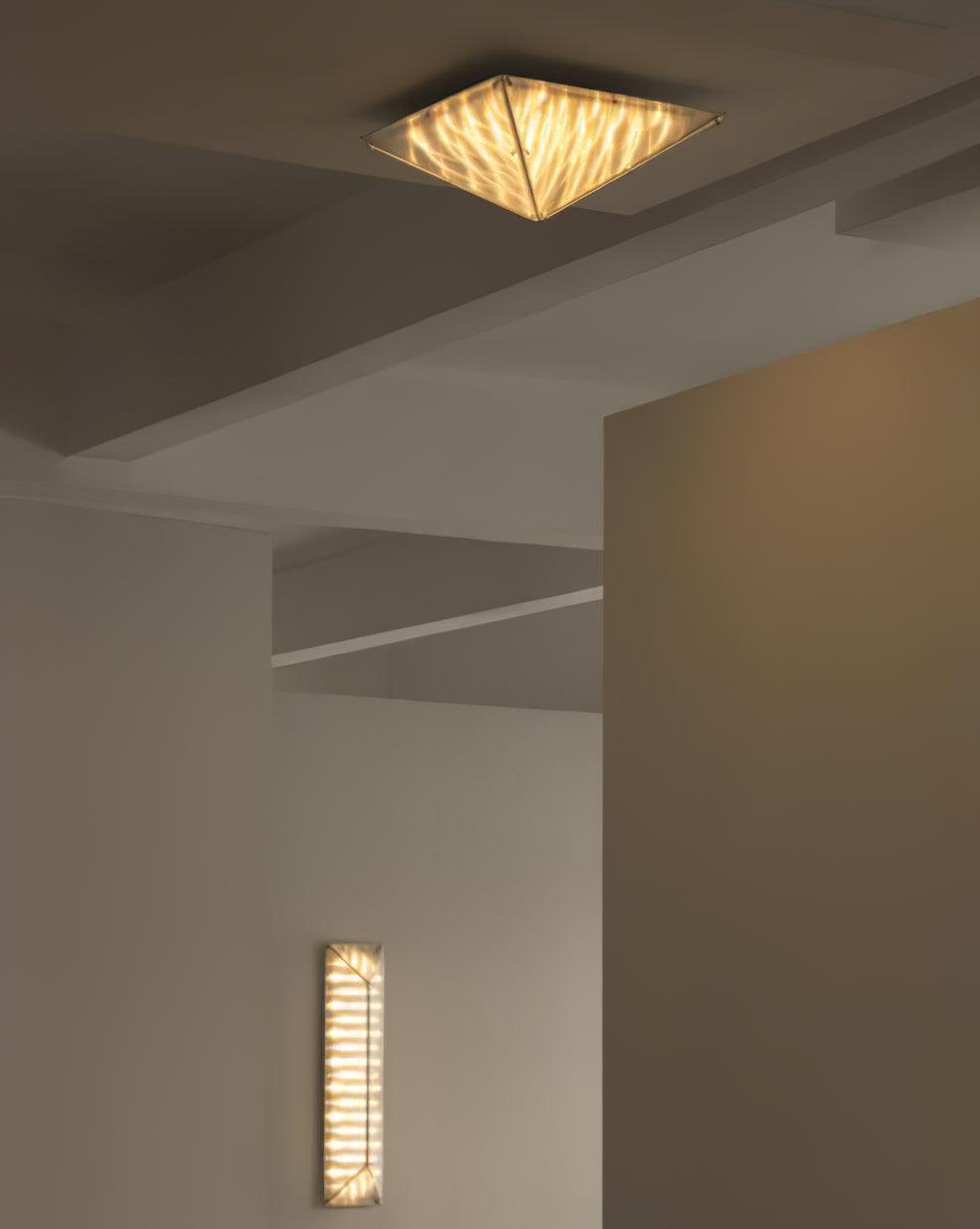 Fragment Textured Glass Ceiling Light Chrome Modern Gothic Architectural LED Lamp