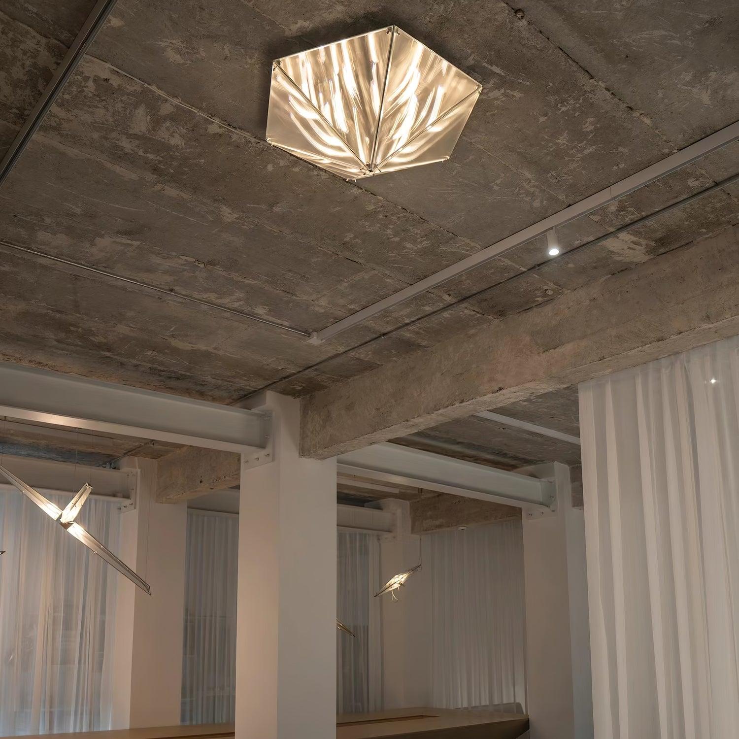 Fragment Textured Glass Ceiling Light Chrome Modern Gothic Architectural LED Lamp