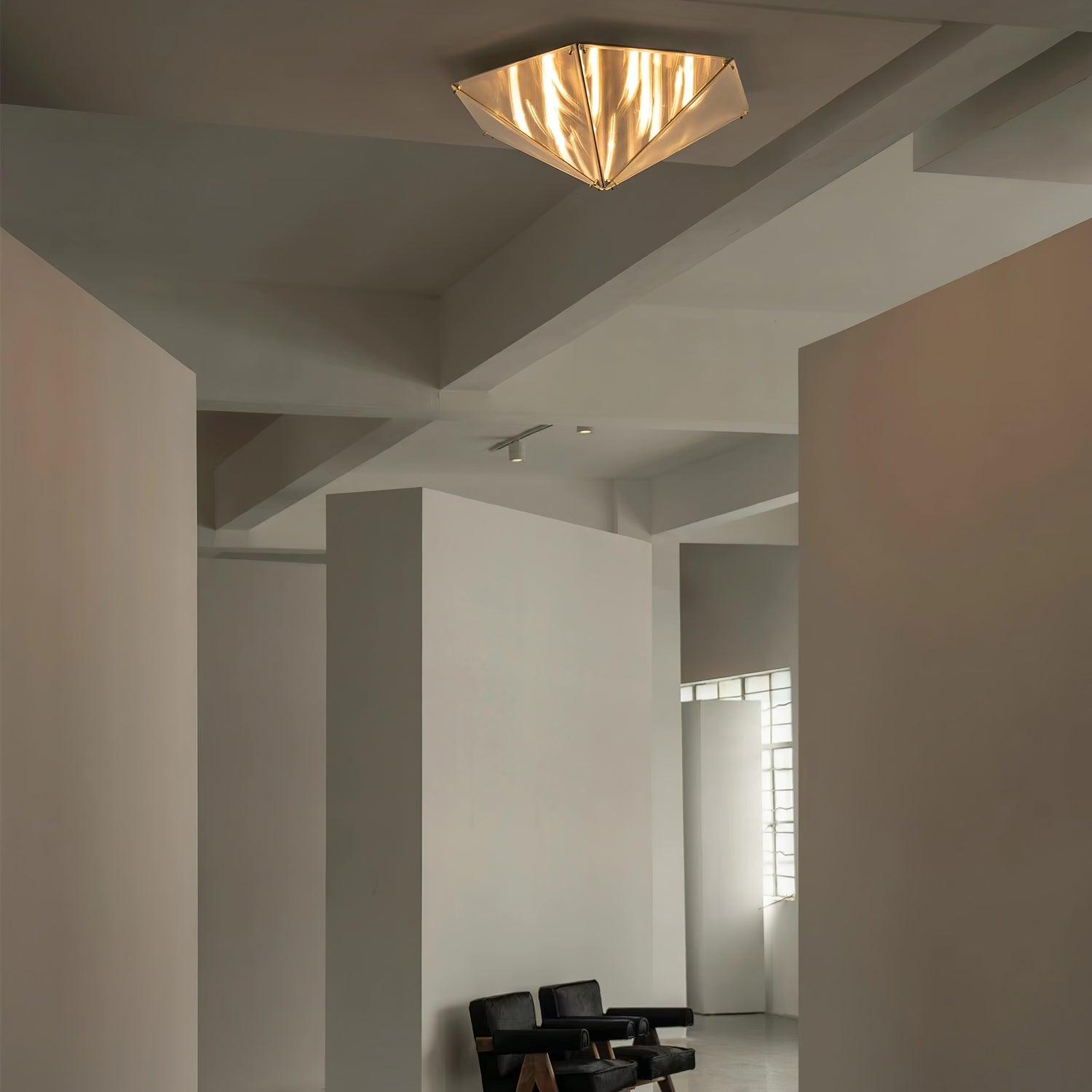 Fragment Textured Glass Ceiling Light Chrome Modern Gothic Architectural LED Lamp