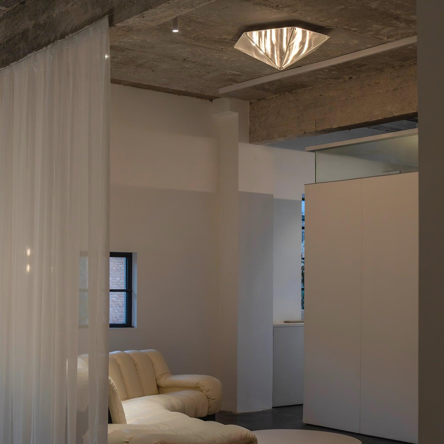 Fragment Textured Glass Ceiling Light Chrome Modern Gothic Architectural LED Lamp
