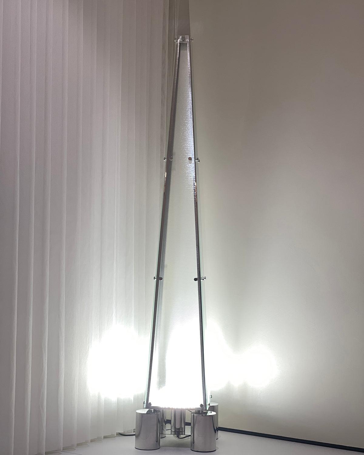 Modern Patterned Glass LED Torchiere Floor Lamp Elegant Gothic Style Standing Light