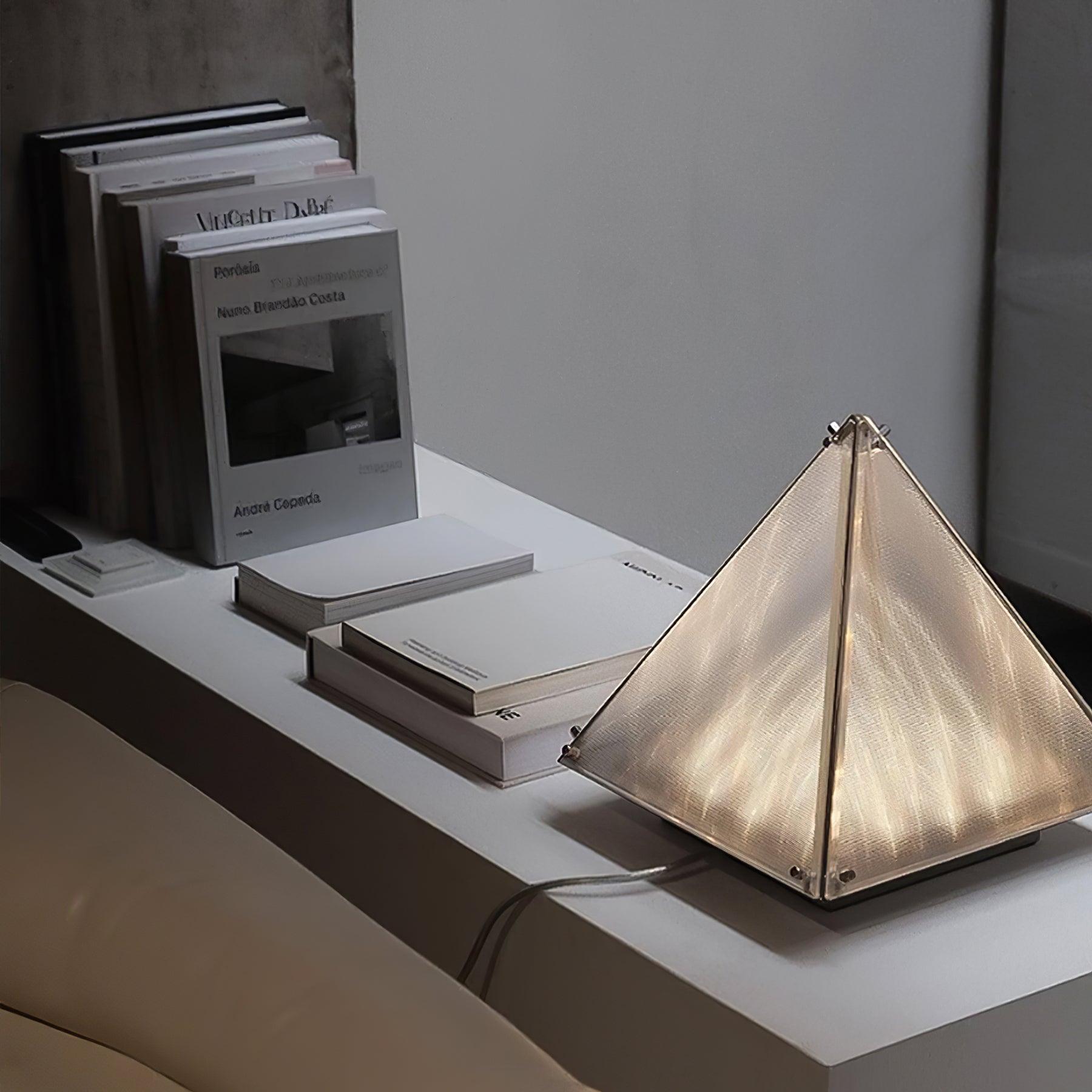 Modern Architectural Patterned Glass LED Table Lamp Chrome Finish Bedside Desk Light