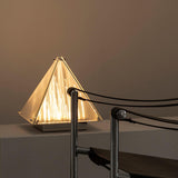 Modern Architectural Patterned Glass LED Table Lamp Chrome Finish Bedside Desk Light