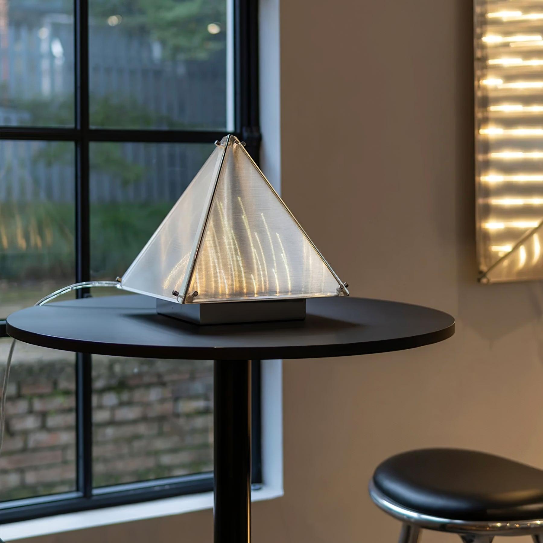 Modern Architectural Patterned Glass LED Table Lamp Chrome Finish Bedside Desk Light