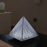Modern Architectural Patterned Glass LED Table Lamp Chrome Finish Bedside Desk Light