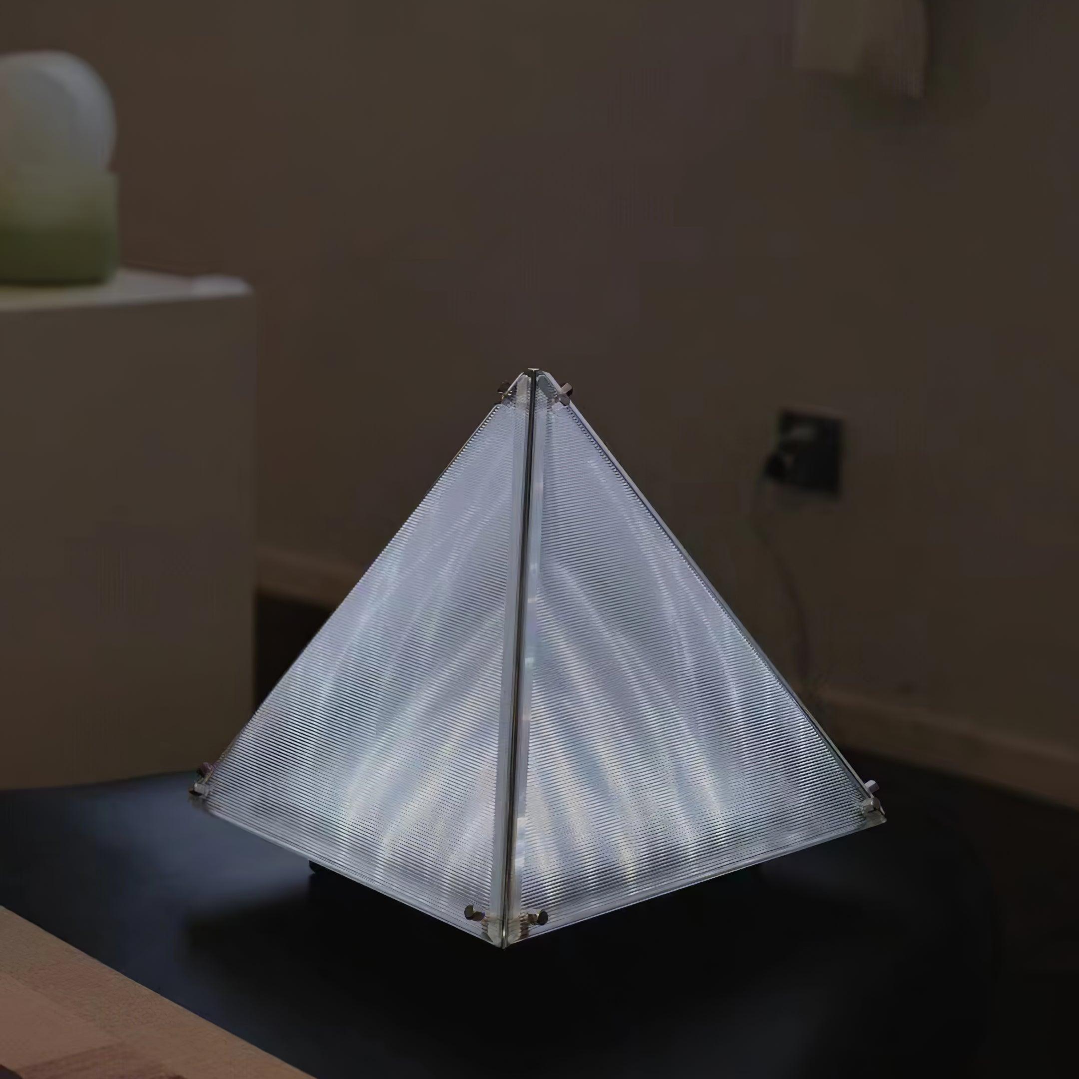 Modern Architectural Patterned Glass LED Table Lamp Chrome Finish Bedside Desk Light