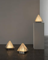 Modern Architectural Patterned Glass LED Table Lamp Chrome Finish Bedside Desk Light