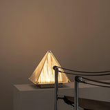 Modern Architectural Patterned Glass LED Table Lamp Chrome Finish Bedside Desk Light