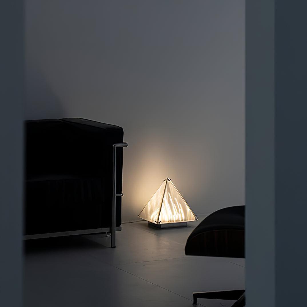 Modern Architectural Patterned Glass LED Table Lamp Chrome Finish Bedside Desk Light