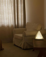 Modern Architectural Patterned Glass LED Table Lamp Chrome Finish Bedside Desk Light