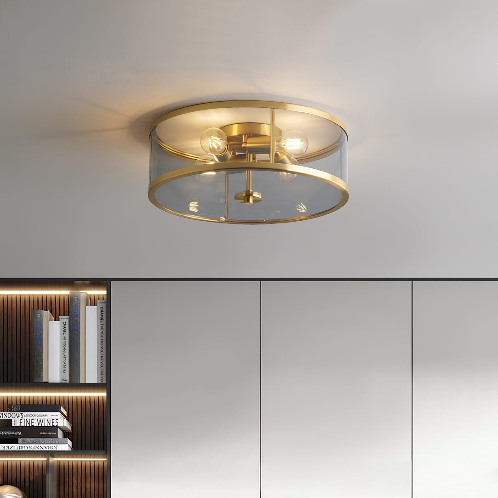 franklin-industrial-brass-and-glass-flush-mount-ceiling-light-for-entryways-and-dining-rooms