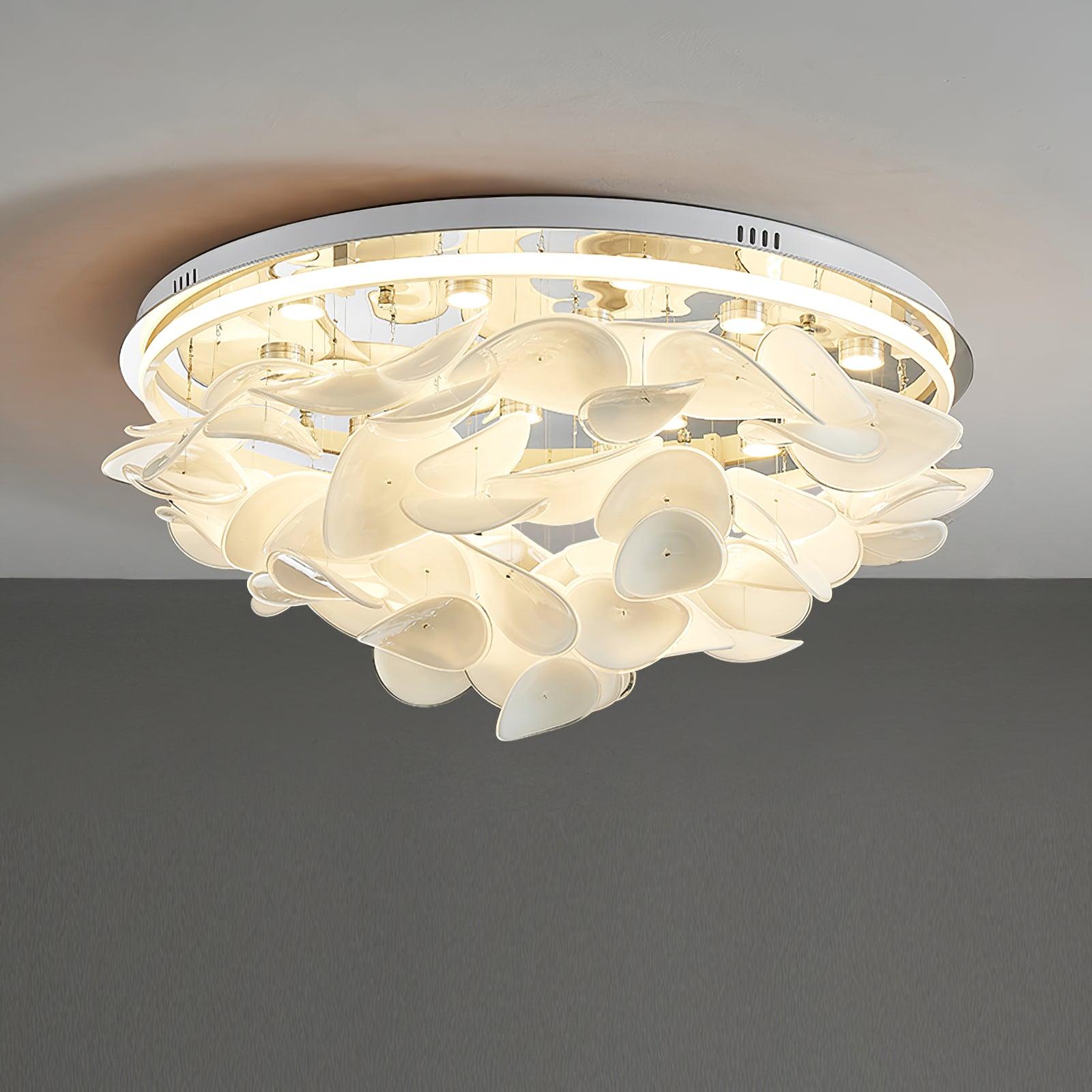 Modern French Petal LED Flush Mount Ceiling Light with Glass Shade