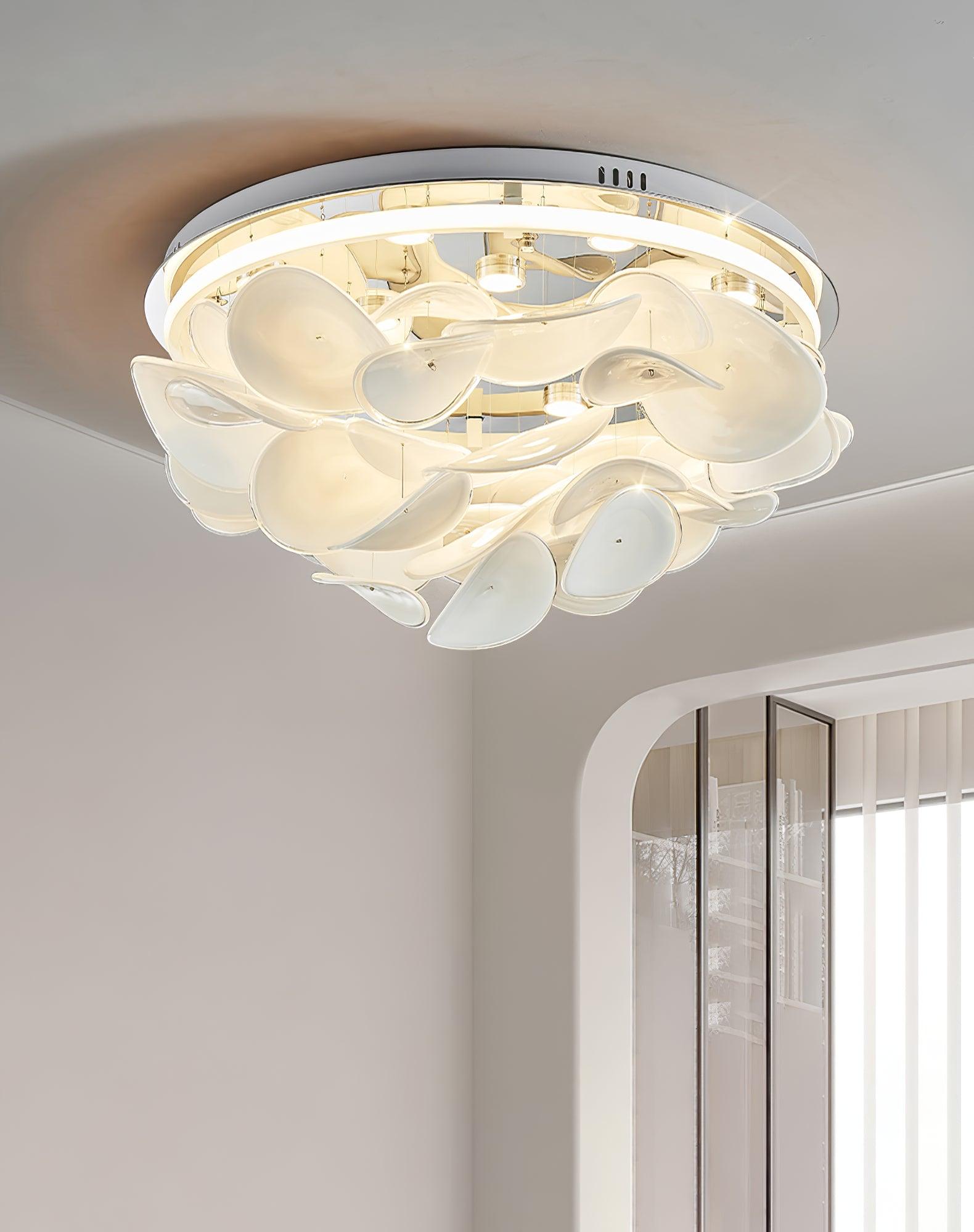 Modern French Petal LED Flush Mount Ceiling Light with Glass Shade
