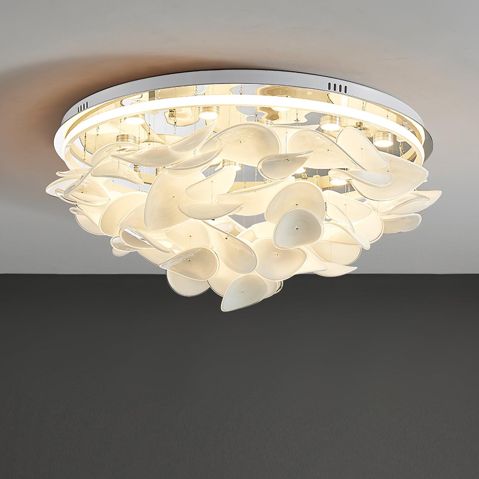 Modern French Petal LED Flush Mount Ceiling Light with Glass Shade