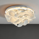 Modern French Petal LED Flush Mount Ceiling Light with Glass Shade