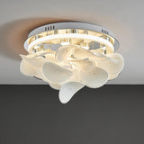 Modern French Petal LED Flush Mount Ceiling Light with Glass Shade