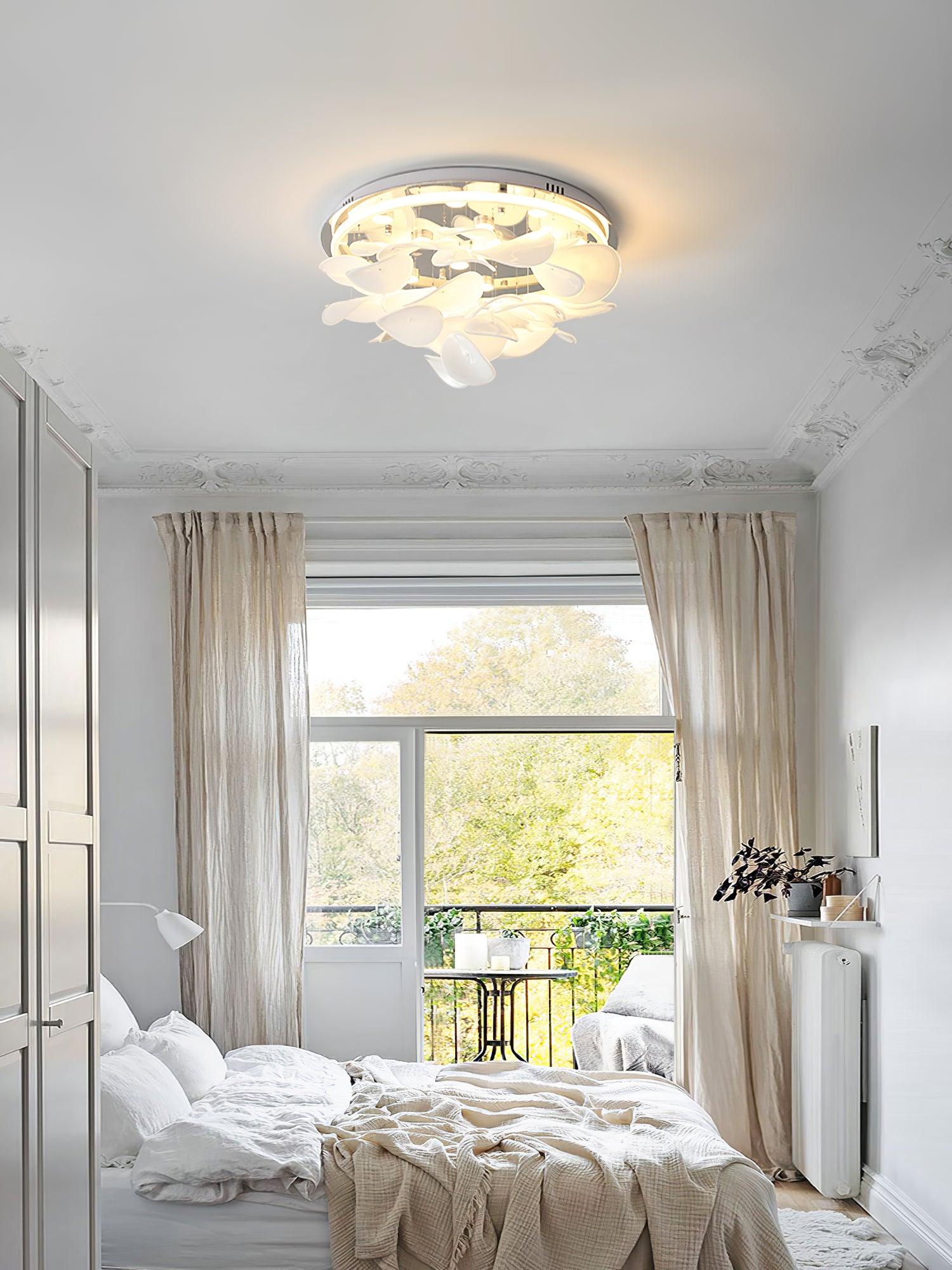Modern French Petal LED Flush Mount Ceiling Light with Glass Shade